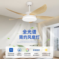 北欧吊扇灯餐厅客厅直叶风扇灯简约家用静音吊扇一体静音风扇灯