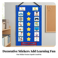 Hook-and-Loop Visual Schedule Chart Card Storage Pocket Picture Schedule Planner Foldable Daily Routine Chart Textile for Home, School