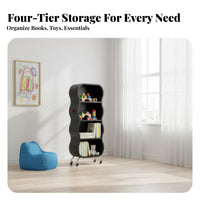 5-Tier Rolling Organizer On Wheels Wavy 4-Tier Rolling Shelf Space-Saving Versatile for Children, kid's Room, Bedroom, Classroom