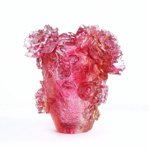 Flower Vase Sculptural Glass Vase Textured for Dining Table, Homeowners