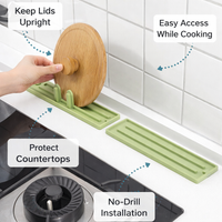 Pot Lid Rack with Draining for Kitchen Organization, Upgraded Holder and Spoon Rest for Home Cooks