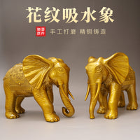 Brass Elephant Figurine Pair, Chinese Style, Indoor/Outdoor Decor
