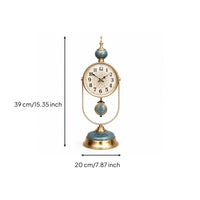 Silent Desk Clock Retro Analog Clock with Metal Frame Non-Ticking for Office