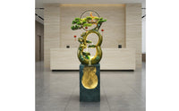 Gourd Shaped Floor Water Feature Auspicious Symbolism Water Feature Easy to Assemble LED Cascading Water Feature for Living Room, Reception Area