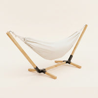 Detachable Swinging Bed with Stand Wooden Freestanding Swinging Bed Sturdy Furniture Comfortable for Adults, Garden