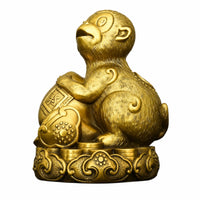 Monkey Statue with Lotus Base Lustrous Chinese Astrological Monkey Statue