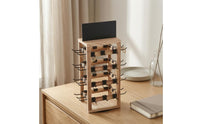 Black Metal Hooks Rotating Jewelry Display Rack Natural Wood Finish Wooden Jewelry Organizer unobstructedFrame Wooden Pegboard Display Tabletop