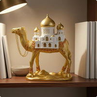 Gold Camel Figurine Painted Accents Ornate Camel Statue Middle Eastern-Inspired
