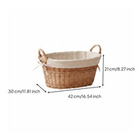 Storage Basket with Liner Ribbon Tied Woven Storage Basket Natural Fiber