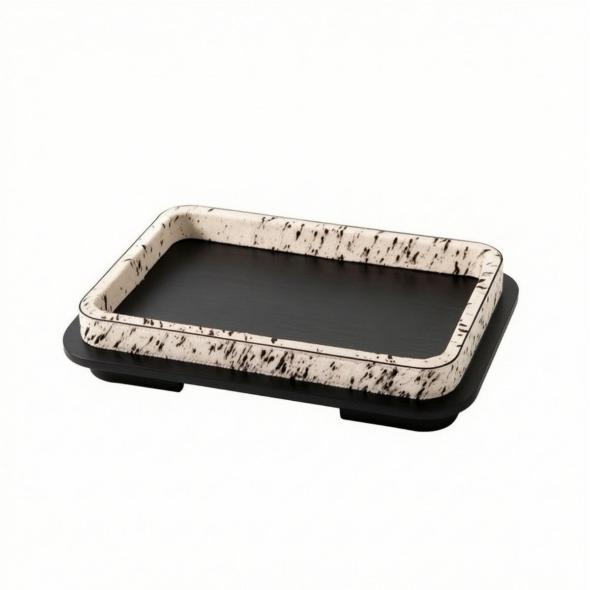 Wooden Tray with Horsehair Layered Speckled Tray Handmade for Coffee Table