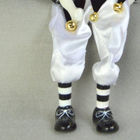 Dangling Leg Clown Doll Porcelain Head and Limbs Sitting Ceramic Clown Big Top Themed Ceramic Fool Figure Doll for Collectors, Desk Ornament