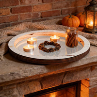 Mirror Tray Sturdy Round Wooden Tray for Dining Table