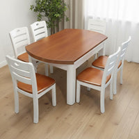 Space Saving Solid Wood Dining Set Convertible Round Dining Table for Living Room