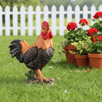 Resin Cockerel Statue Textured Cockerel Garden Figurine Rustic Design for Lawn