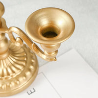 European Vintage Threaded Rod Multi-Arm Candle Holder Gold Iron Tall Candle Stand for Wedding Table Centerpiece