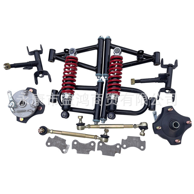 Modified Four-Wheel Kart Front Suspension Steering Kit with Drum Brake Rocker Arm and Shock Absorber