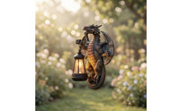 Dragon Sculpture with Lantern Gothic Outdoor Wall Lantern Antique-Style