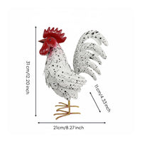 Metal Cockerel Statue Dimensional Textured Chicken Sculpture Weather-Resistant