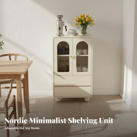 Tall Cabinet with Transparent Doors sturdy Wood Legs for Study, Bedroom, Renters
