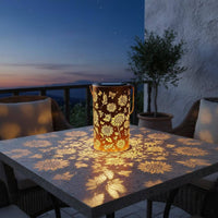 Solar Sunburst Lantern Auto On/switch Hollow Metal Projection Lamp for Pathway