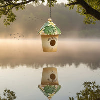 Welcome Birdhouse Hand Painted Resin Bird Shelter Weather Resistant for Balcony