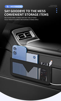 Car Door Storage Bag with Phone Pocket, Adhesive Multi-Functional Mesh Organizer