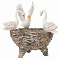 Swan Garden Sculpture Planter Textured Swan-Shaped Planter Hand-Painted Home Decor for Courtyard