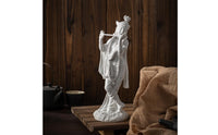 God Statue with Wind Instrument Resin White Hindu God Figurine for Art Collectors, Home Decor