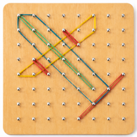 Wood Geoboard Set, Travel Toys for 4-6 Year Olds, Problem Solving Toy with Rubber Bands, Hands On Early Learning Math Manipulatives