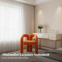 Upholstered Curved Chair Soft Cushioning Vanity Stool Modern Stylish Contoured Rearrest for Interior Design Lovers, Bedroom