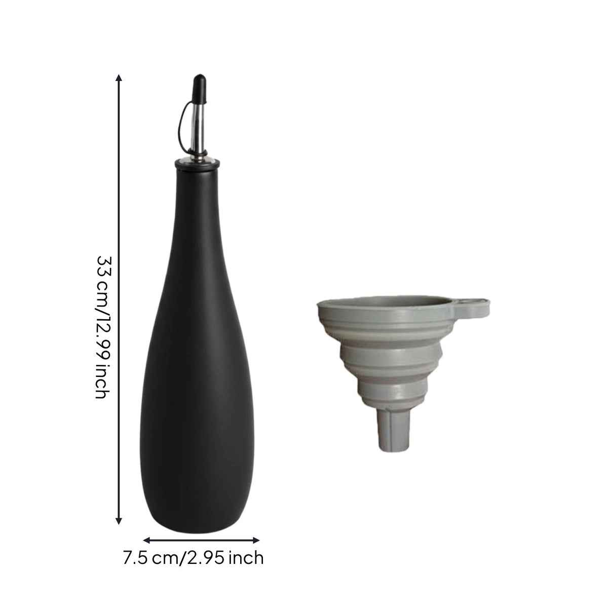 Ceramic Oil Bottle Non-dripping Spout Oil and Balsamic Dispenser Controlled Pouring Balsamic Pourer Bottle for Home Cooks, Dining Table, Barbecue