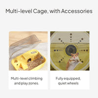 Acrylic Hamster Villa with Quiet Wheel and Climbing Area