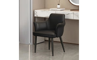 Padded Dining Chair with Armrests Modern Eco Leather Chair Tapered Legs Accent Armchair Comfortable for Home Office, Vanity
