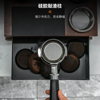 Multifunctional Solid Wood Coffee Tamper Base Storage Knock Box with Round Corner