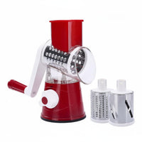 3 Interchangeable Blades Manual Drum Shredder Easy to Clean Rotary Vegetable Cutter High Effectiveness Hand Crank Cheese Grater