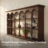 French Retro Aesthetic Arched Compartment Wall Shelf Vintage Design Arched Accent Shelf Space-Saving Display Unit Multi-Purpose for Home Decorators, Decor Enthusiasts, Kitchen, Living Room, Bedroom, Entryway