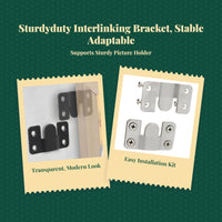 Stainless Steel Interlinking Picture Frame Hook, Wall Mount Connector, Stable Fastening Hardware for Mirrors, Furniture, Photo Picture Holder