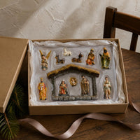 Christmas Nativity Ornament Textured Jesus Manger Scene Boxed