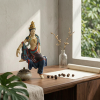 Guanyin Figurine Resin Guanyin Statue Ornate Bodhisattva Figurine for Buddhists, Collectors, Altar