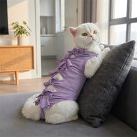 Cat Recovery Suit with Ties, Sleeveless Anti-Licking Design, Breathable Post Surgery Clothes, Adjustable Strap Spay Recovery Suit for Home Care