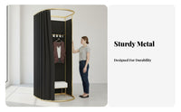 Shading Material Portable Fitting Room Built-in Hanger Rod Movable Dressing Room Sturdy Frame Freestanding Changing Stall Easy Assembly for Boutique Owners, Event Vendors, Shopping Malls, Beauty Salons, Clothing Shop, Temporary Shops