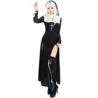 Nun Costume for Women, Cosplay, Halloween, Polyester, Black, S-XL
