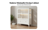 Dust-Proof Collectible Display Case with Drawers Large Capacity Glass Door Storage Cabinet Flip-up Doors Collectible Display Cabinet for Toy Enthusiasts, Collectors, Anime Fans, Study Room, Bedroom