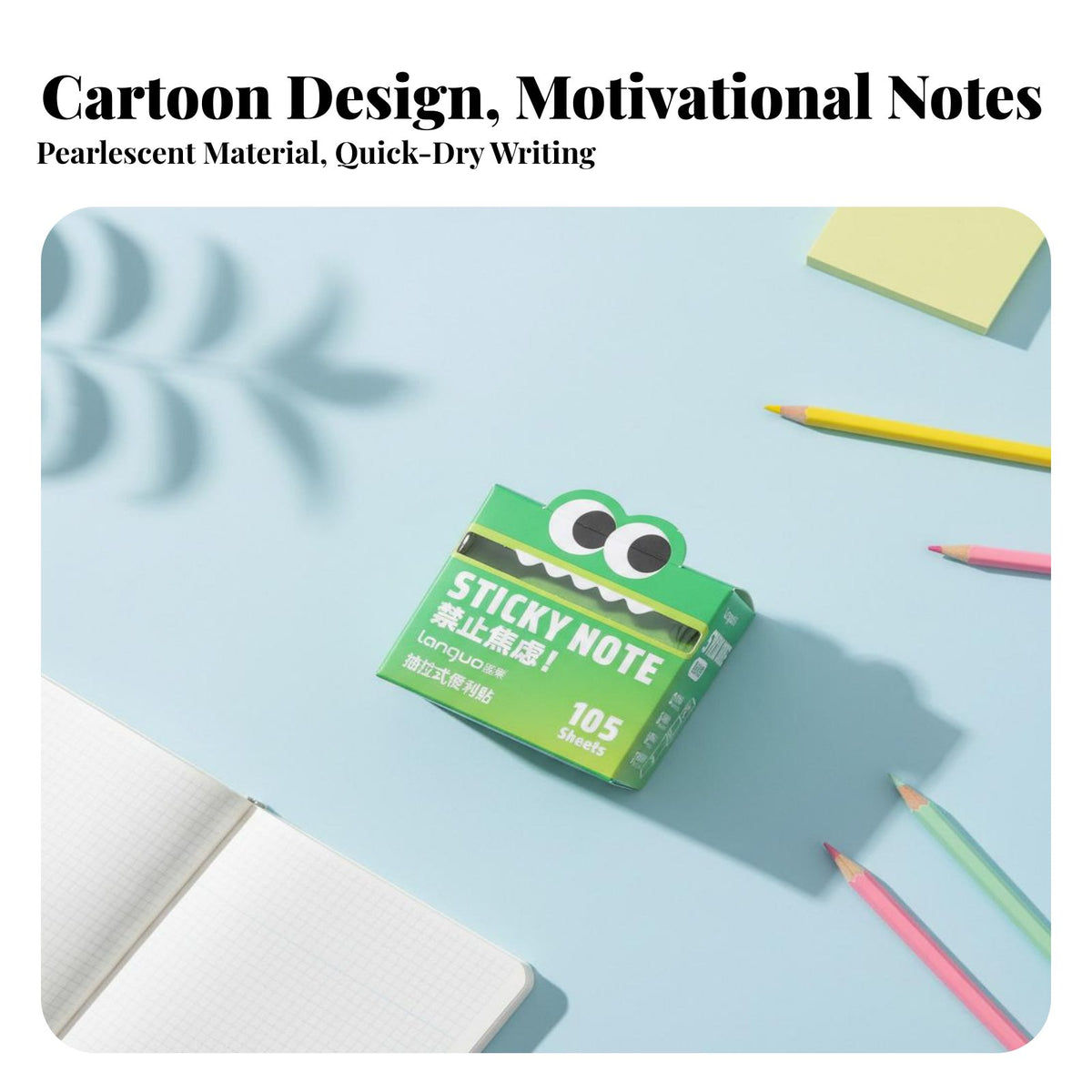 Pull-out Sticky Notes Lustrous Coating Pull-out Sticky Note Box Writable Transparent Memo Notes for Students, Journalers, Educational Activities