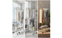 Heavy Duty Double-Bar Drying Rack Industrial Double Clothes Rack Metal Furniture Sturdy for Laundry Room, Balcony, Apartment