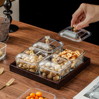 Glass Fruit Tray with Compartments for Living Room Coffee Table