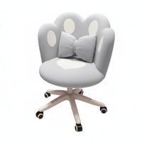 Upholstered Rolling Chair Ergonomic Backrest for Bedroom, Dorm Room, Students