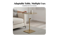 Adjustable Height Table Stainless Steel Minimalist Metal End Table Space Saving Compact Bedside Nightstand for Living Room, Bedroom