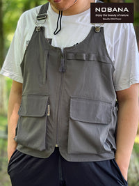 NOBANA Outdoor Camping Vest, Quick-Dry Multi-Pocket Work Vest for Hiking and Fishing