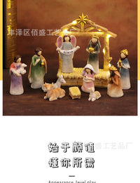 Christmas Nativity Scene Resin Figurine Set for Home Decor